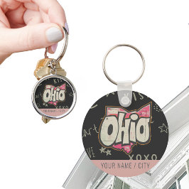 Llavero Ohio estado de buckeyes accesorio de amor rosa
