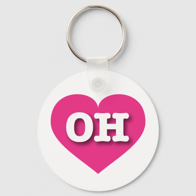 Llavero Ohio Hot Pink Heart - Amo OH (Anverso)