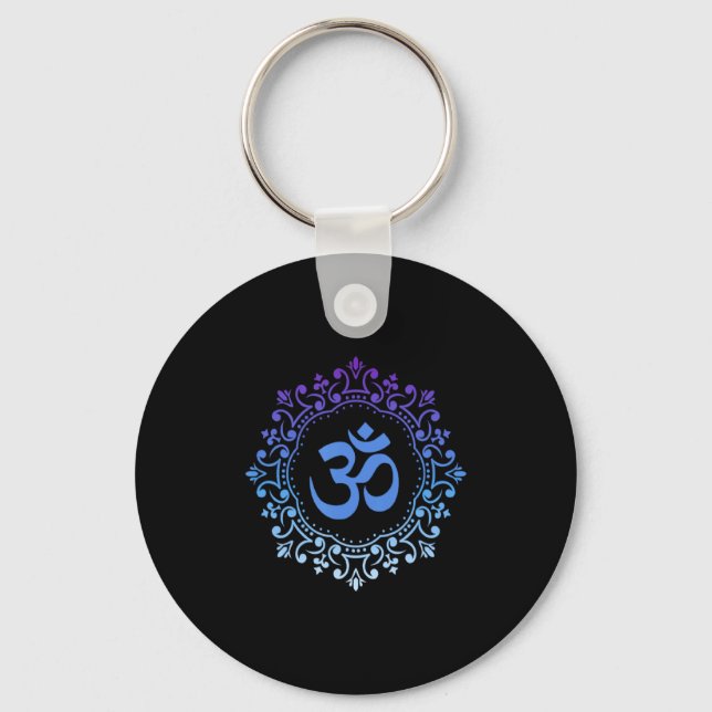 Llavero Ohm Yoga New Age Purple And Blue Mandala Sound Bat (Anverso)