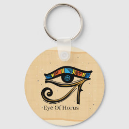 Llavero Ojo de Horus sobre papiro, jeroglíficos egipcios
