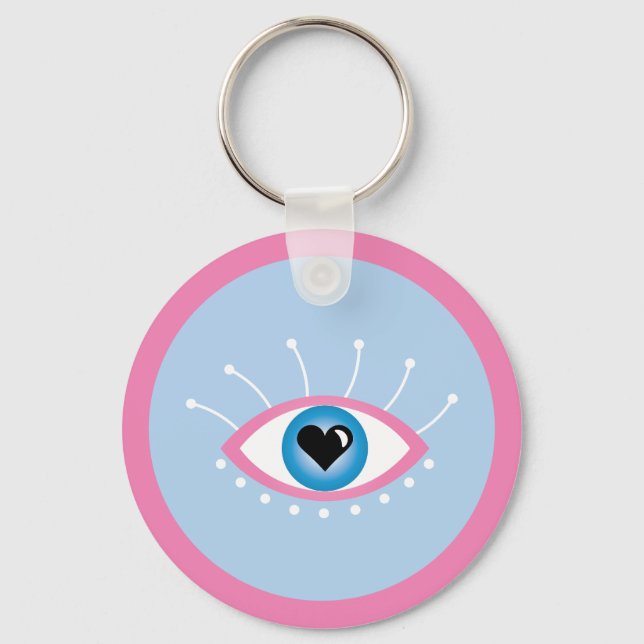 Llavero Ojo Malvado Griego Con Ojos Azul Rosa (Anverso)