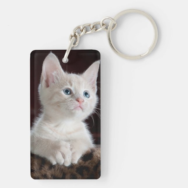 Llavero Ojos azules de gatito blanco (Atrás)