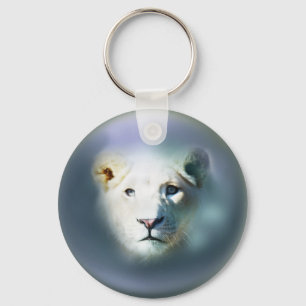 Llavero Ojos azules del león blanco de África