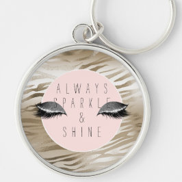 Llavero Ojos de brillo plateado dorado Glitzy