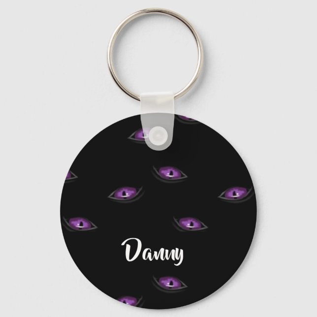 Llavero Ojos de gato de nombre personalizado (Anverso)