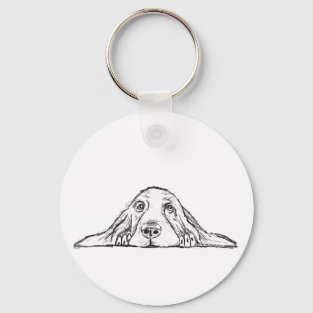 Llavero ojos de perrito simple blanco negro (Anverso)