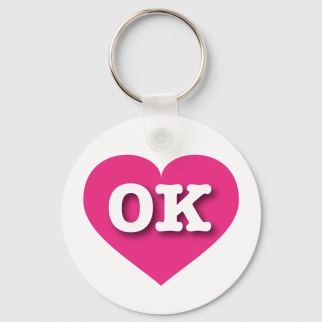 Llavero Oklahoma Hot Pink Heart - Amo OK (Anverso)