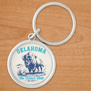 Llavero Oklahoma The Sooner State - Bison Art Design