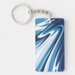 Llavero Ola abstracta dinámica en tonos azules