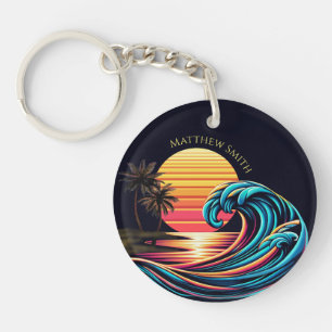 Llavero Ola de surf Sunset Retro-