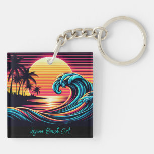 Llavero Ola de surf Sunset Retro-