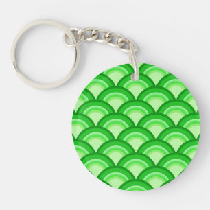 Llavero Ola patrón Art Deco - verde jade