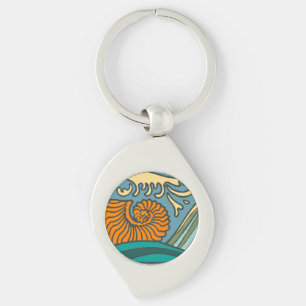 Llavero Olas del océano azul Nautilus Seashell Pattern Nou