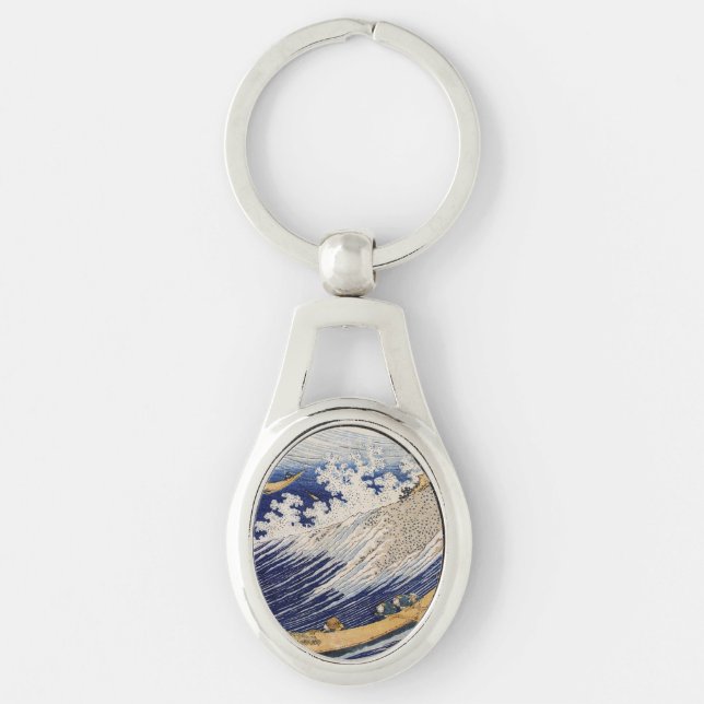 Llavero Olas del Océano de Hokusai Barcos Marítimos (Anverso)