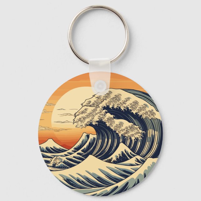 Llavero Olas retro del Gran Océano (Anverso)