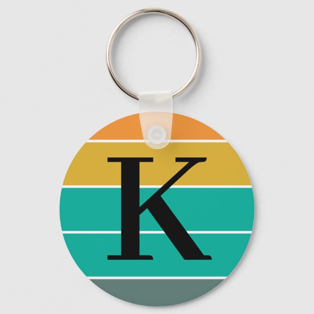 Llavero Olas Retro Personalizadas Monograma (Anverso)