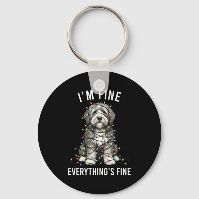 Llavero Old English Sheepdog Christmas I'm Fine Everything (Anverso)