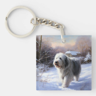 Llavero Old English Sheepdog Deja que nieve Navidad