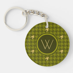 Llavero Olive con Houndstoth Keychain con acento de oro