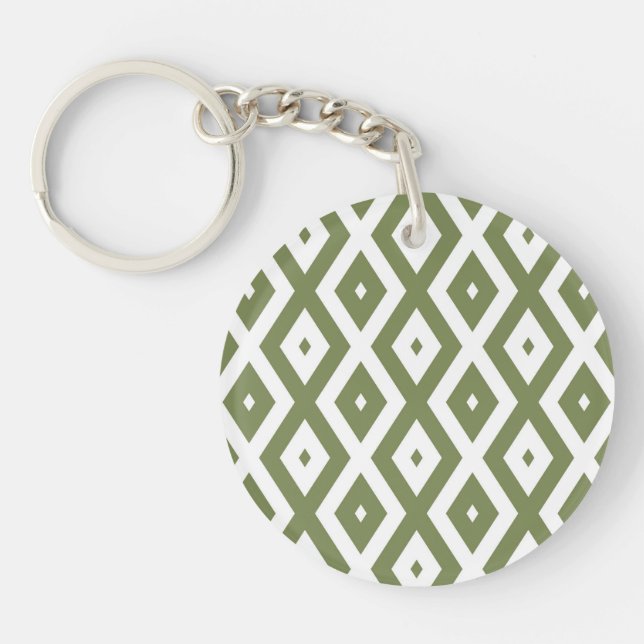 Llavero Olive green and white diamond pattern (Frente)
