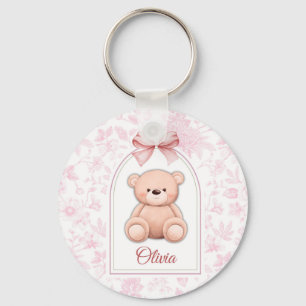 Llavero Olivia Diseño de guardería de osito rosado perso