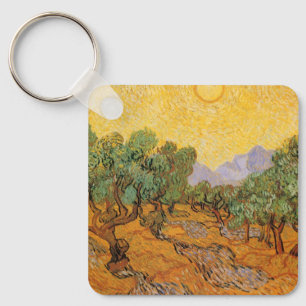 Llavero Olivos, cielo y sol amarillo, Vincent van Gogh