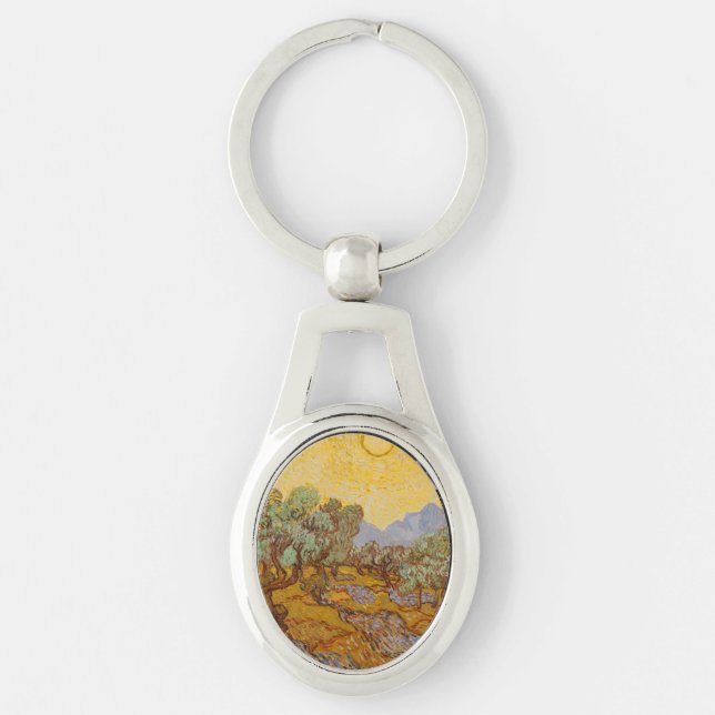 Llavero Olivos de Van Gogh Cielo Sol Amarillo (Anverso)