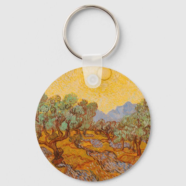 Llavero Olivos de Van Gogh Cielo Sol Amarillo (Anverso)