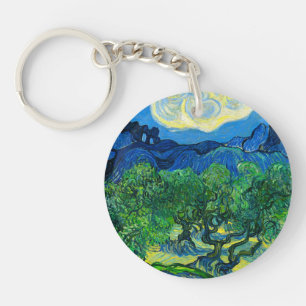 Llavero Olivos de Van Gogh en un paisaje montañoso