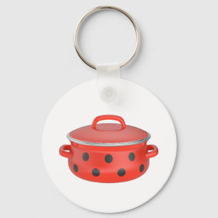 Llavero Olla de cocina de esmalte rojo