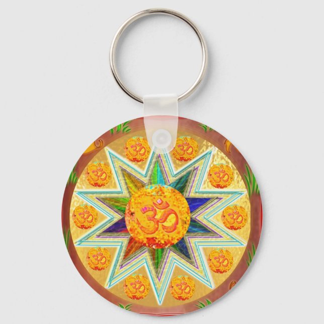 Llavero OM Mantra : CHANT Loud GAYATRI, en Heart SAVITRI (Anverso)