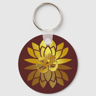 Llavero OM Omkara y Flor Lotus de color oro
