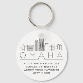 Llavero Omaha, Nebraska Estilizada Skyline | Lema Personal
