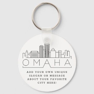 Llavero Omaha, Nebraska Estilizada Skyline   Lema Personal