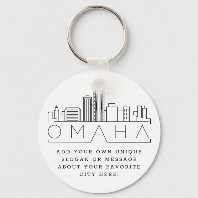 Llavero Omaha, Nebraska Estilizada Skyline | Lema Personal (Anverso)