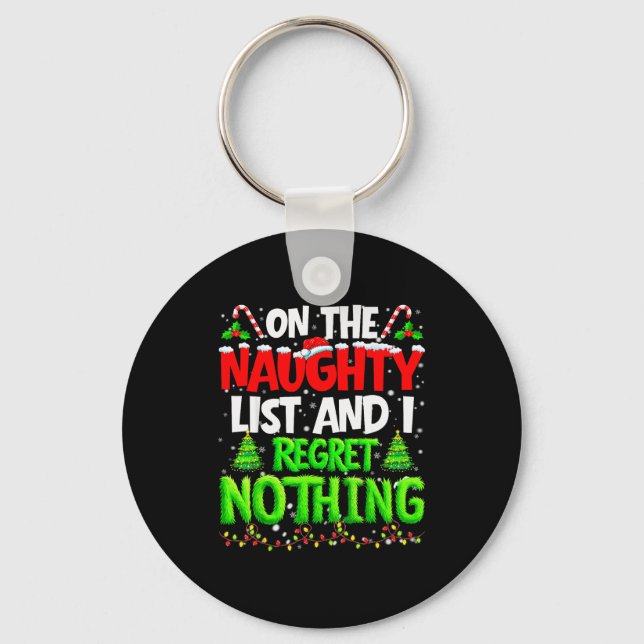 Llavero On The Naughty List And Regret Nothing Pjs Christm (Anverso)