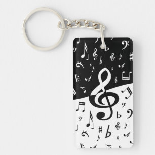 Llavero Onda elegante del Clef agudo blanco y negro
