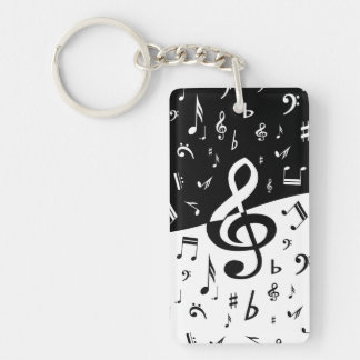 Llavero Onda elegante del Clef agudo blanco y negro