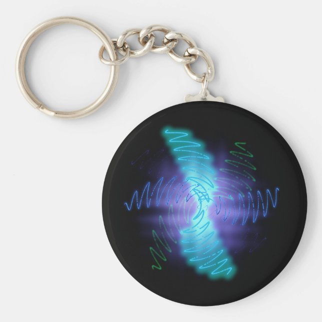 Llavero Ondas modernas de sonido brillante neón (Frente)