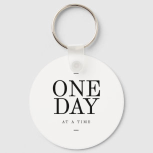 Llavero One Day Inspiring Sobriety Quote White Black