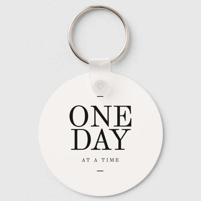 Llavero One Day Inspiring Sobriety Quote White Black (Anverso)