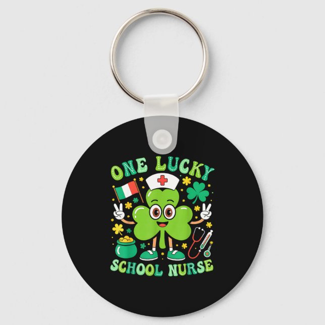 Llavero One Lucky School Nurse St Patrick's Day Shamrock I (Anverso)