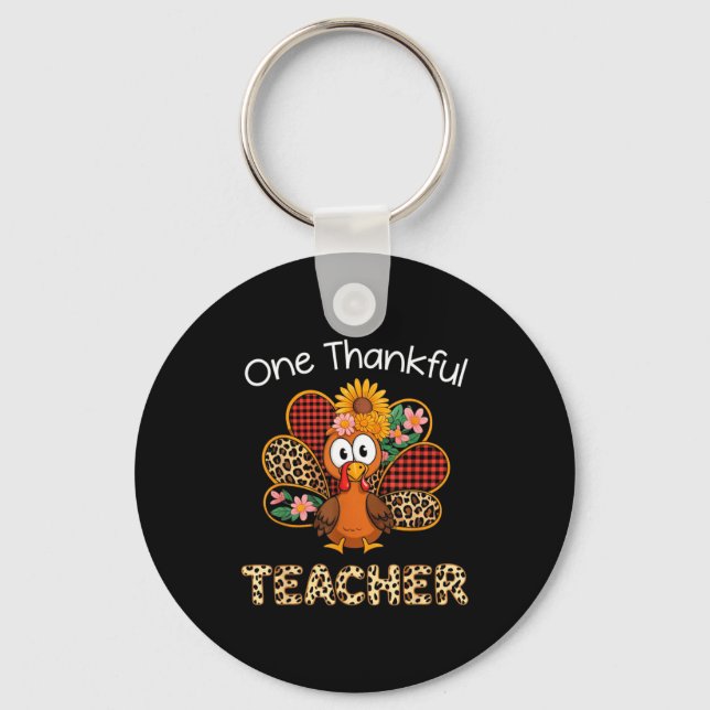 Llavero One Thankful Teacher Funny Cute Turkey Thanksgivin (Anverso)