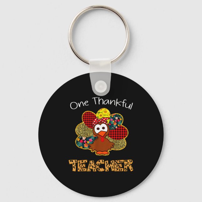 Llavero One Thankful Teacher Shirt Funny Cute Turkey Thank (Anverso)