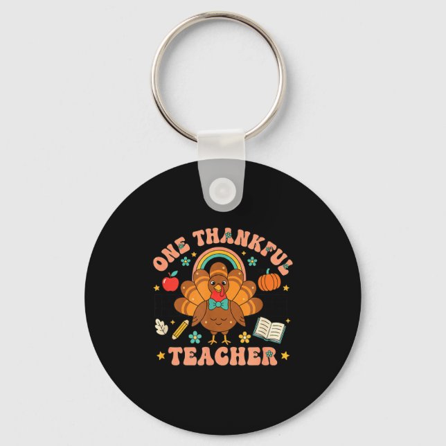 Llavero One Thankful Teacher Thanksgiving Turkey Cute Penc (Anverso)