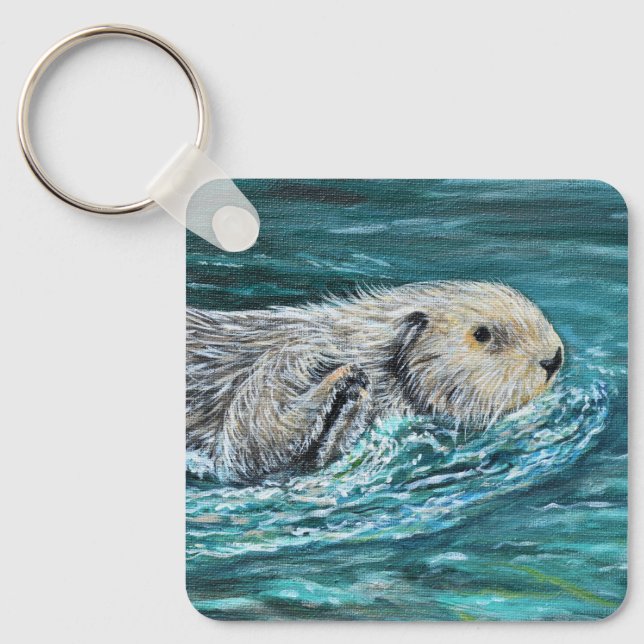 Llavero Ooh Goody Lunchtime Sea Otter Pinting Keychain (Anverso)