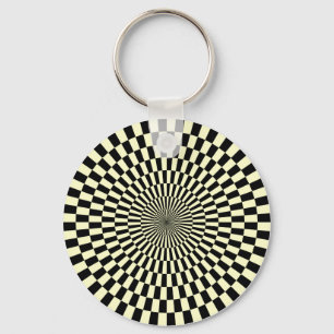 Llavero Op Art - Crema y negro