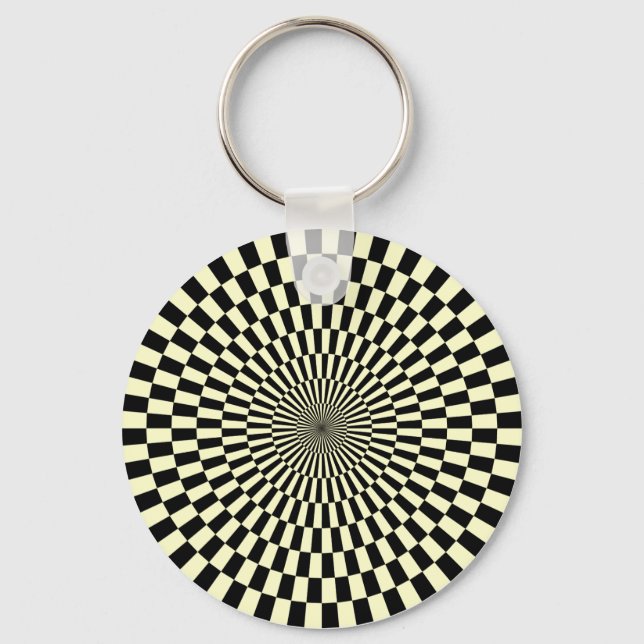 Llavero Op Art - Crema y negro (Anverso)