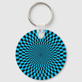 Llavero Op Art - Sky Blue y Black