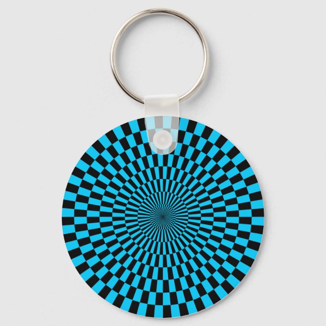 Llavero Op Art - Sky Blue y Black (Anverso)